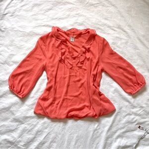 Covington Coral Chiffon Ruffle Blouse Layered Ruffle Top Women’s Small Coquette